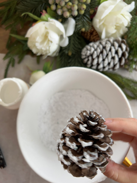 Painted pinecone for a frosted effect.